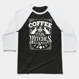 Coffee Cats Witches & Spells Baseball T-Shirt